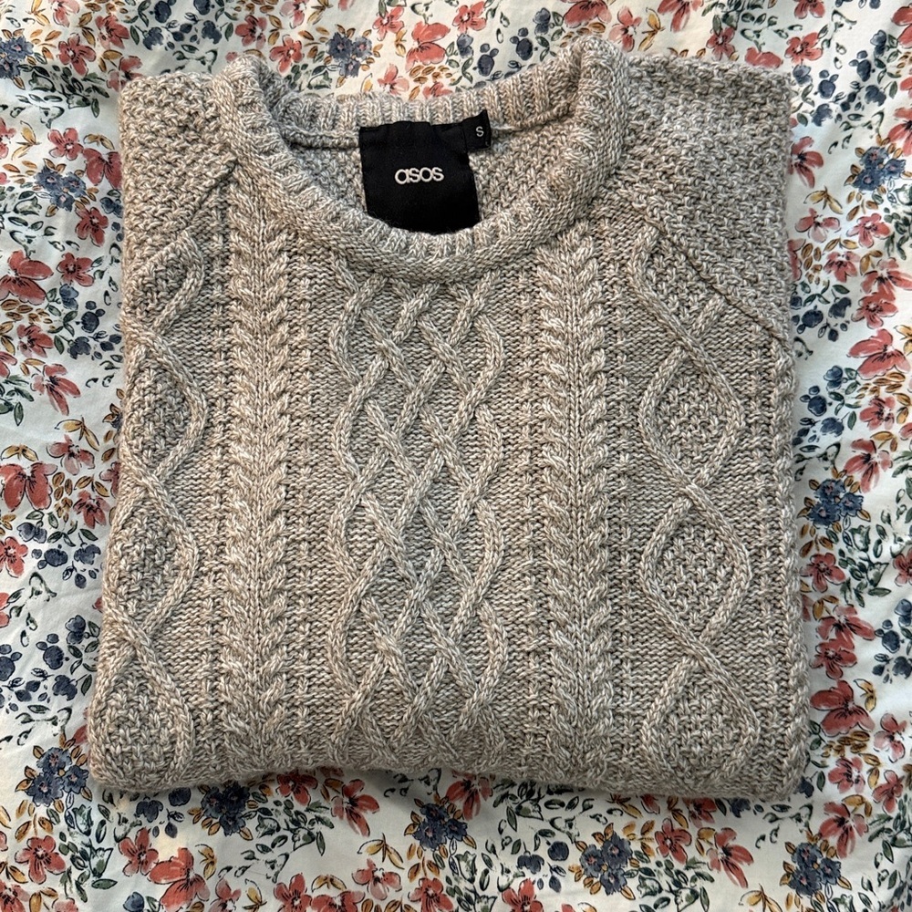 ASOS Heather Tan/Cream Cable Knit Pullover